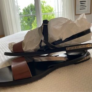 Jimmy Choo brown black ankle strap sandals